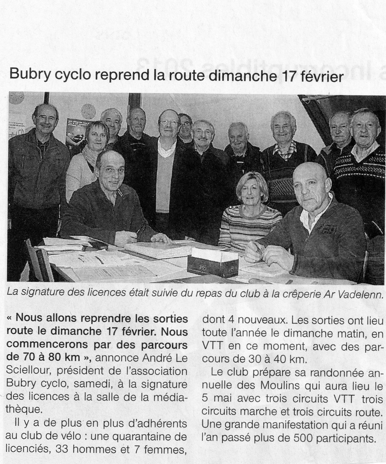 INSCRIPTIONS SAISON 2013